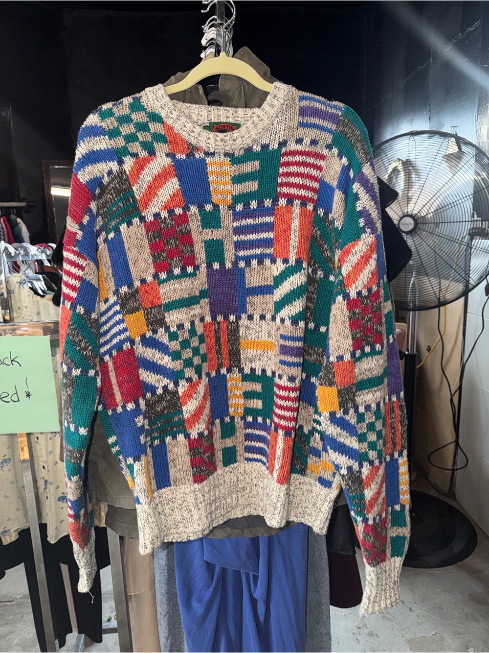 Vintage Boston Traders Multicolor Patchwork Crewneck Sweater - Men's